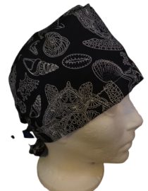 Turtle and Starfish on Navy Background